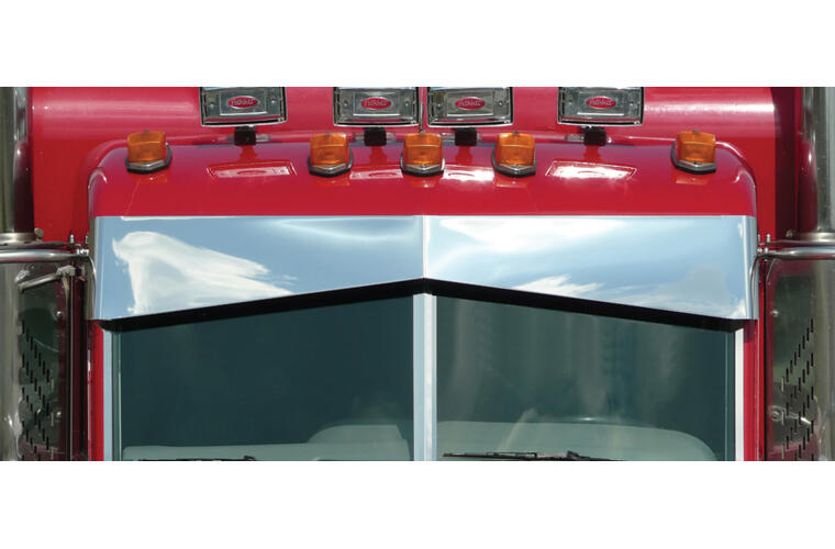 Roadworks 379/389 Flat Top and Ultra Cab Un-Tie Visor Stainless Steel RDW35575