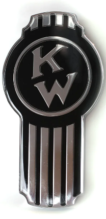 Custom Knobs Kenworth Hood Emblem Engraved Old Style - Black/Chrome