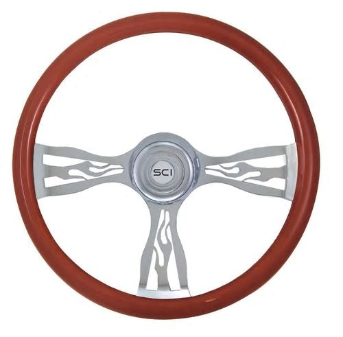 Steering Creations "Blaze" Mahogany Rim - 18", 3 Spoke Steering Wheel