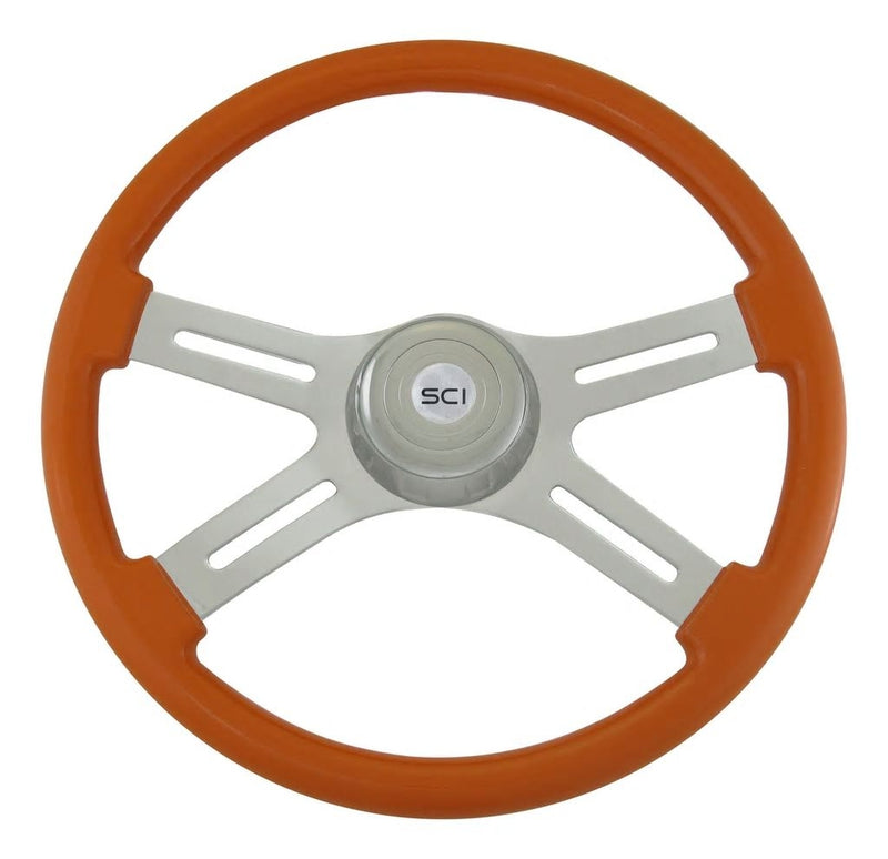 Steering Creations Orange Painted 18" 4 Spoke Steering Wheel