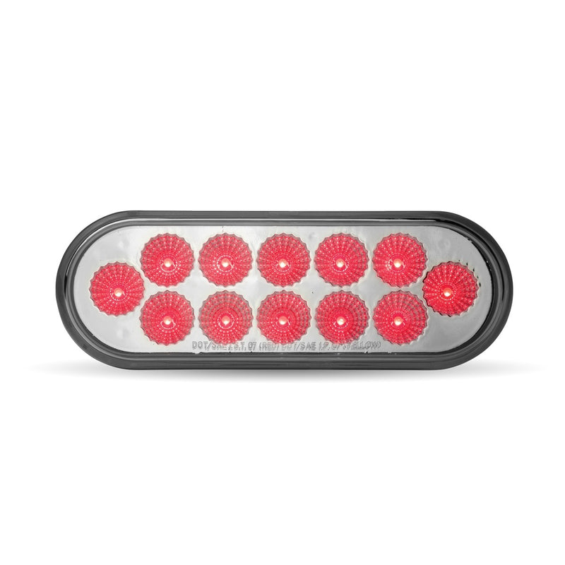 Trux Accessories Oval Dual Red/White Stop, Turn & Tail LED with Amber Strobe (12 Diodes)