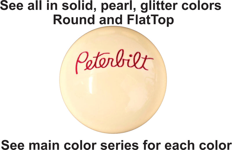 Black Peterbilt script logo shift knob