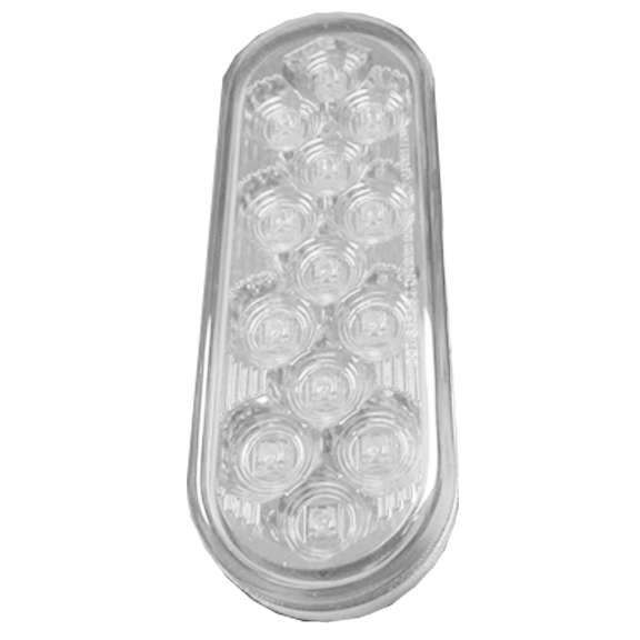 Trux Accessories TRUX Oval Mirror Clear Red Stop, Turn & Tail LED (13 Diodes) - TLED-OBMCR