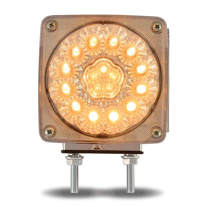 Trux Accessories Clear Amber / Clear Red Turn Signal & Marker Double Face LED Fender Light - Driver Side - Double Post