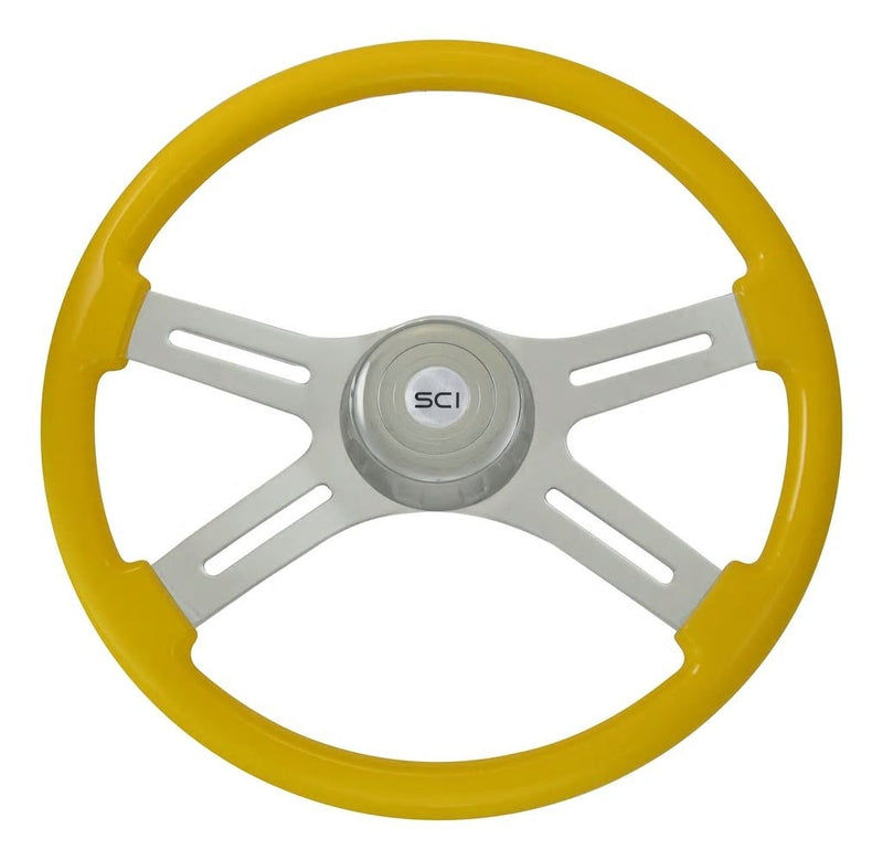 Steering Creations Yellow Painted 18" 4 Spoke Steering Wheel